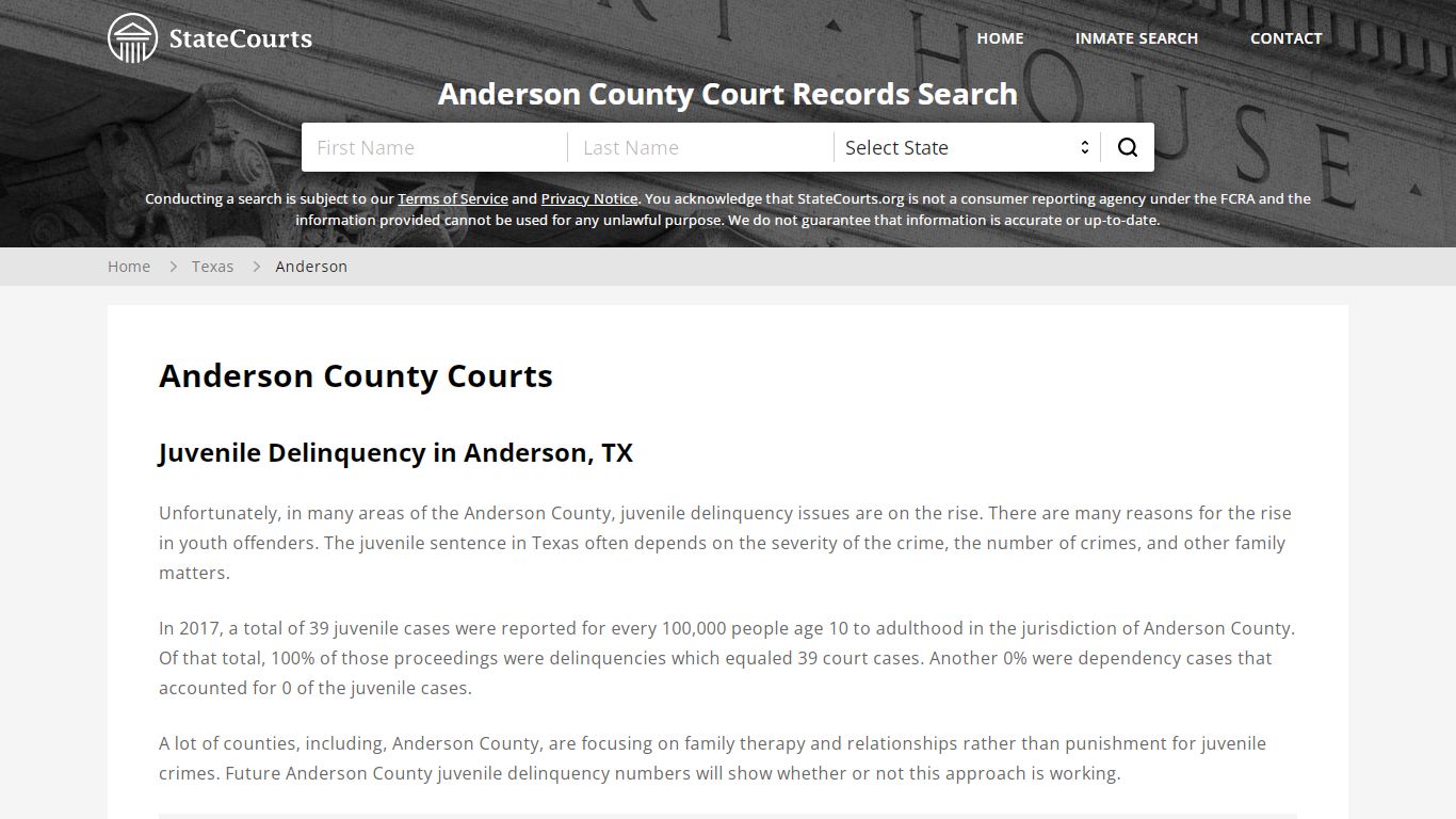 Anderson County, TX Courts - Records & Cases - StateCourts