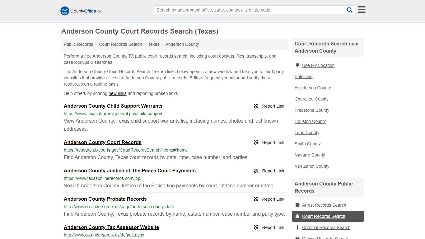 Anderson County Court Records Search (Texas) - County Office